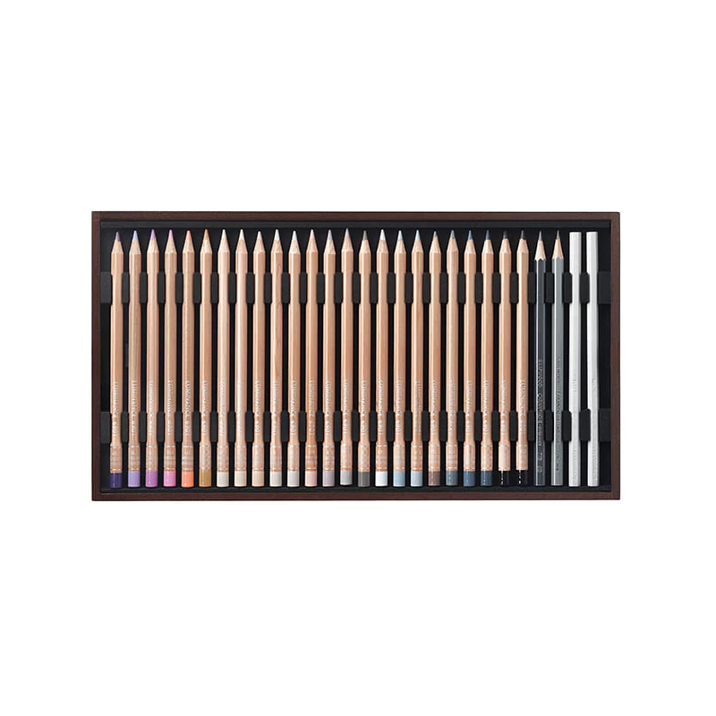 Caran d'Ache Luminance 6901 színesceruza készlet - 76 szín, 80 db + kiegészítők, fadobozos