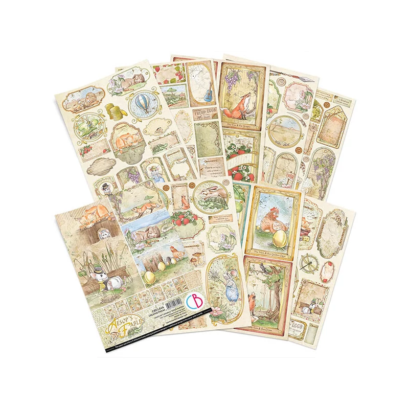 Ciao Bella scrapbook papírkészlet, A4, 9 ív - Ezópusz állatmeséi Creative Pad