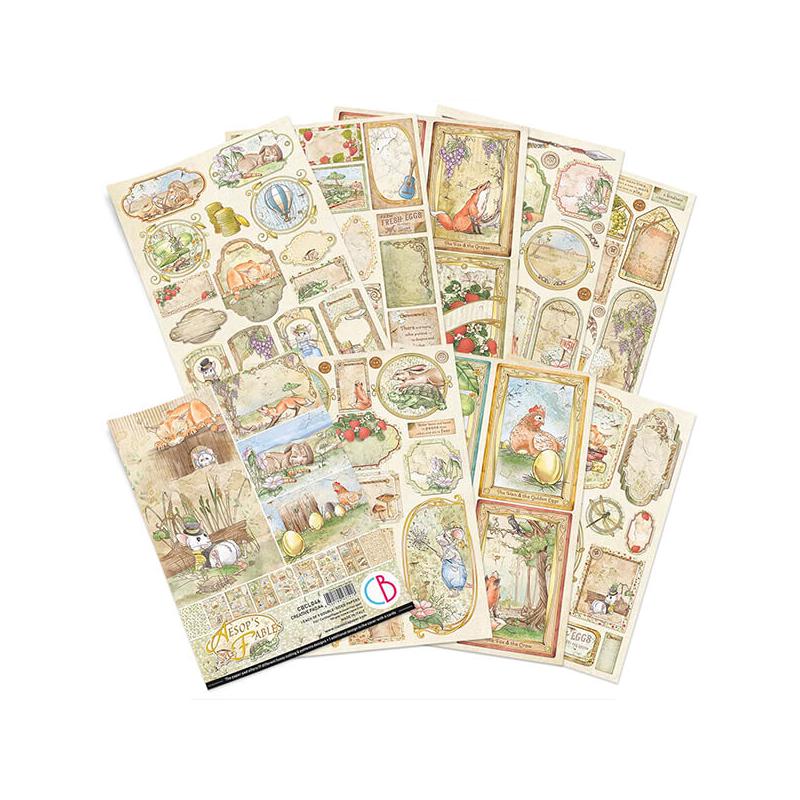 Ciao Bella scrapbook papírkészlet, A4, 9 ív - Ezópusz állatmeséi Creative Pad