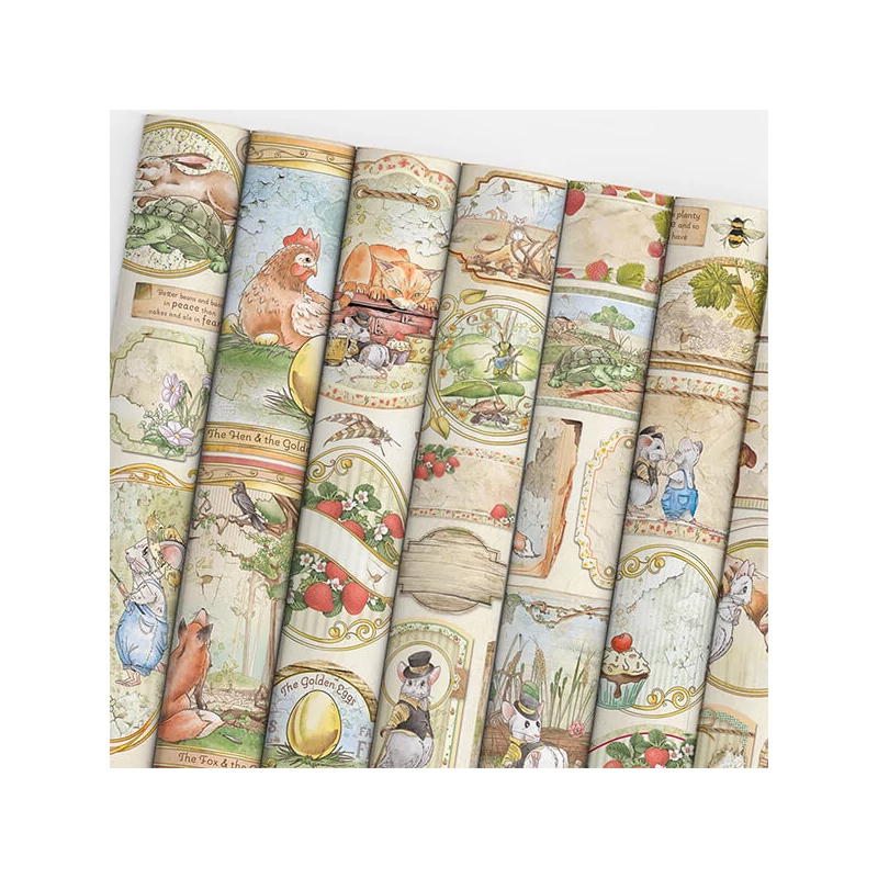 Ciao Bella scrapbook papírkészlet, A4, 9 ív - Ezópusz állatmeséi Creative Pad
