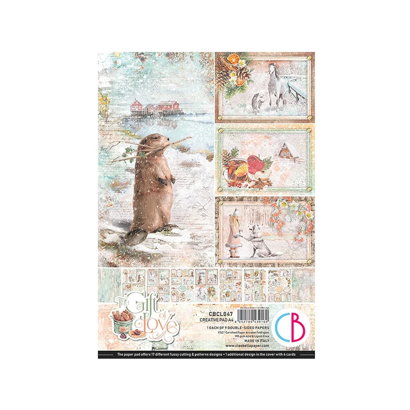 Ciao Bella scrapbook papírkészlet, A4, 9 ív - A szeretet ajándéka Creative Pad