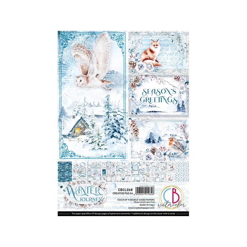 Ciao Bella scrapbook papírkészlet, A4, 9 ív - Téli utazás Creative Pad