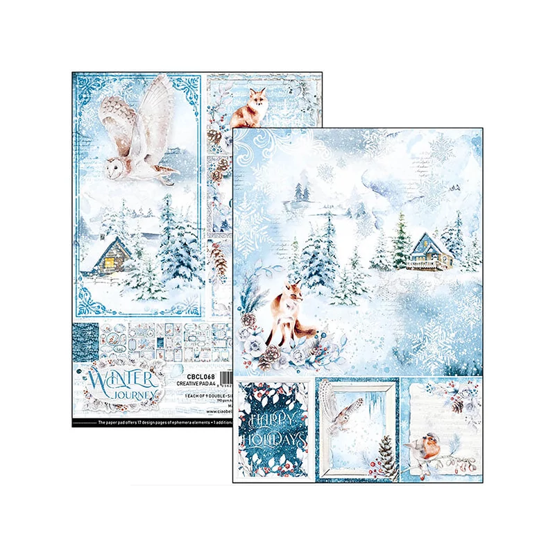 Ciao Bella scrapbook papírkészlet, A4, 9 ív - Téli utazás Creative Pad