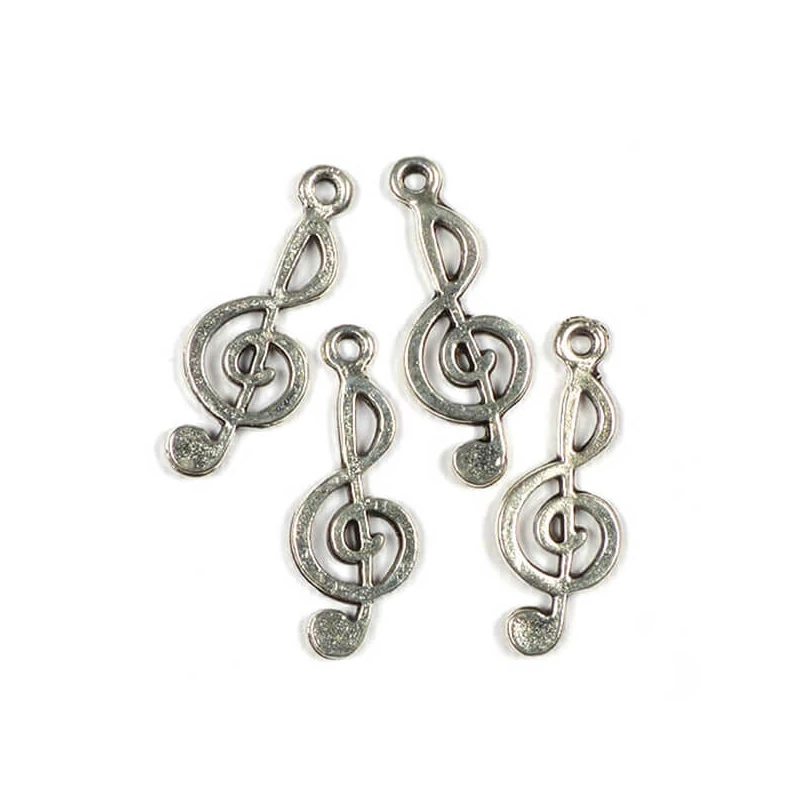 Charm fémdísz, 4 db - violinkulcs