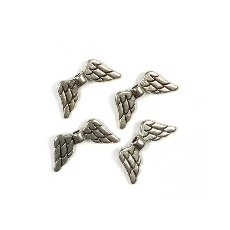 Charm fémdísz, 4 db - angyalszárny, 3D