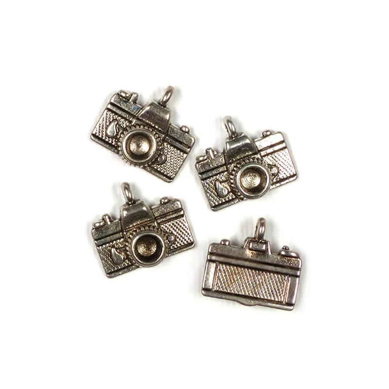 Charm fémdísz, 4 db - fényképezőgép, 3D