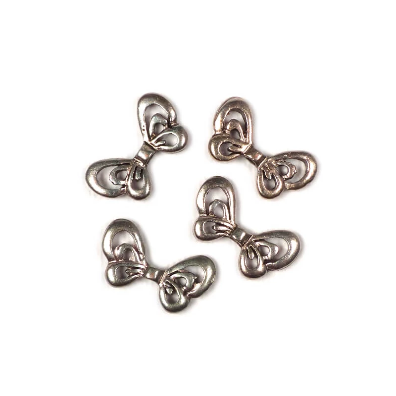 Charm fémdísz, 4 db - pillangószárny, áttört, 3D