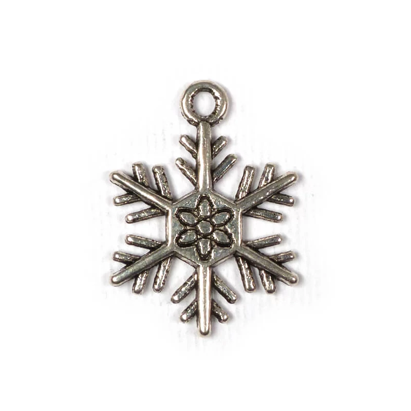 Charm fémdísz, 3 db - hókristály, 3D