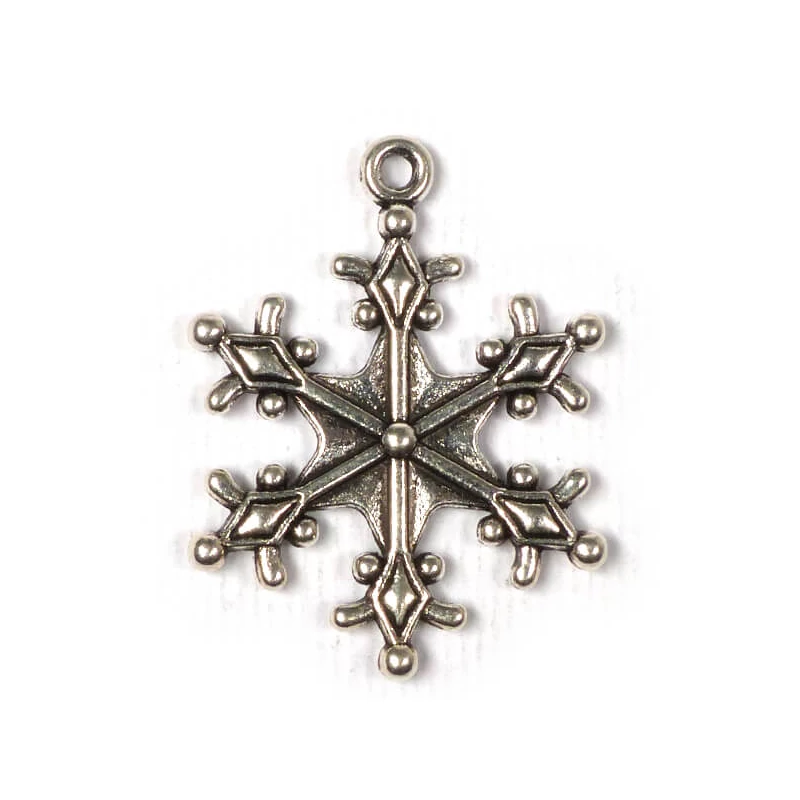 Charm fémdísz, 3 db - hópehely, 3D