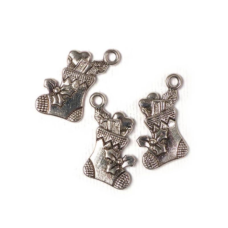 Charm fémdísz, 3 db - karácsonyi zokni, 3D