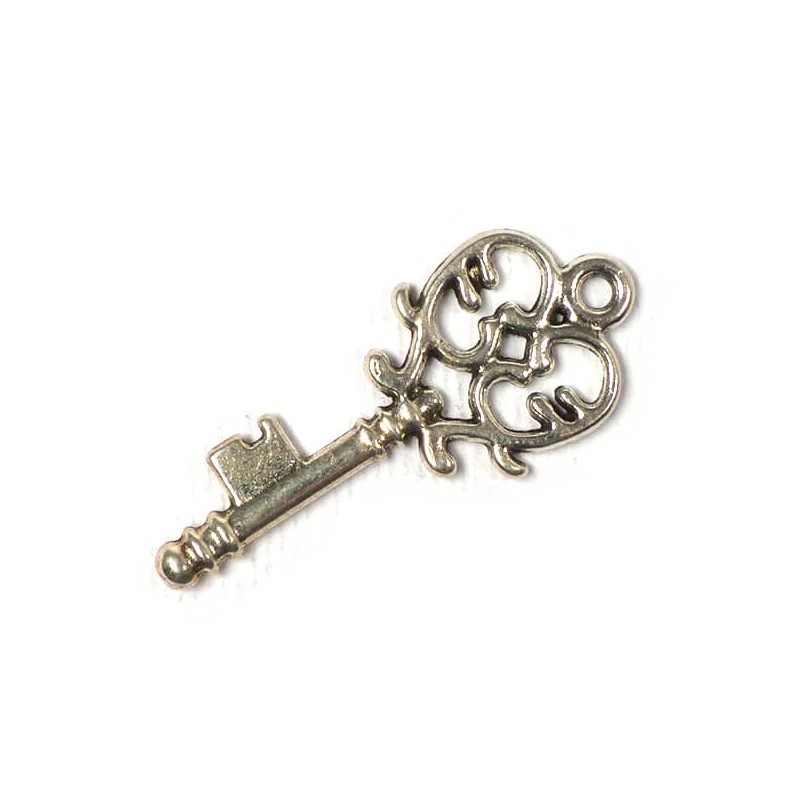 Charm fémdísz, 3 db - kulcs, indás, 3D