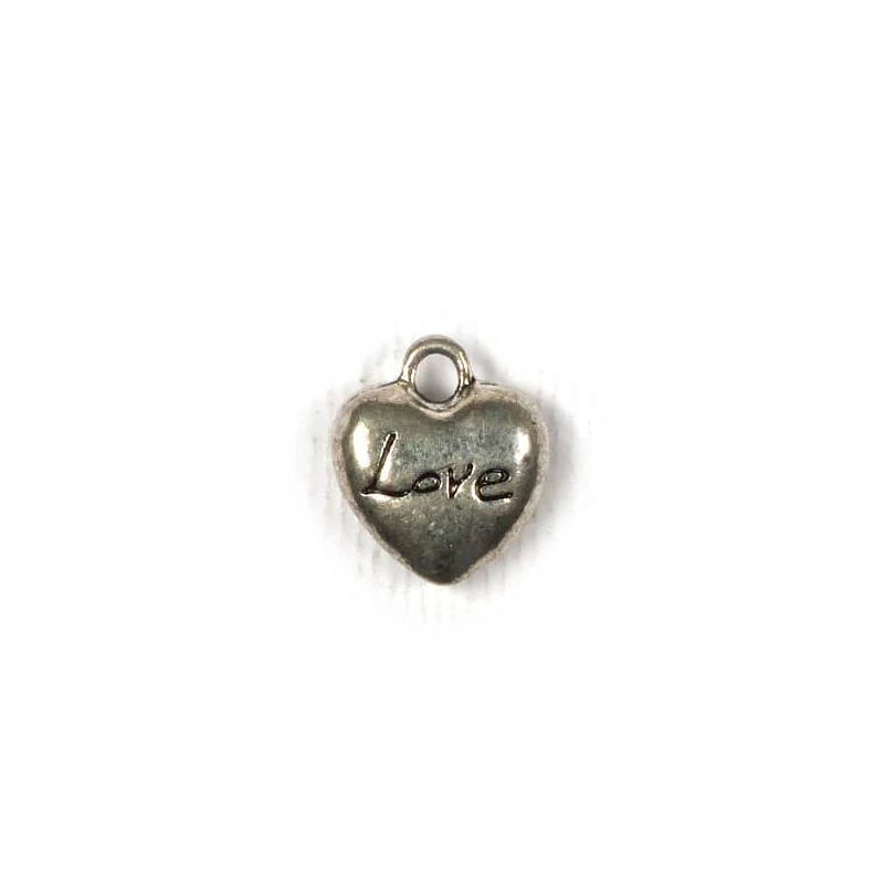 Charm fémdísz, 3 db - love szív, 3D
