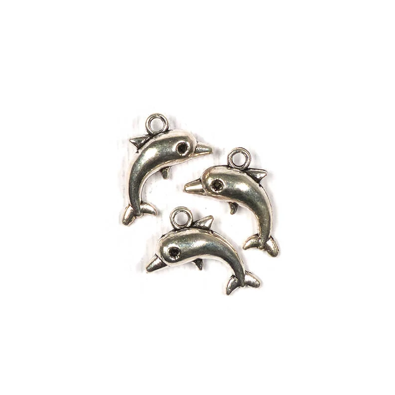 Charm fémdísz, 3 db - delfin, 3D
