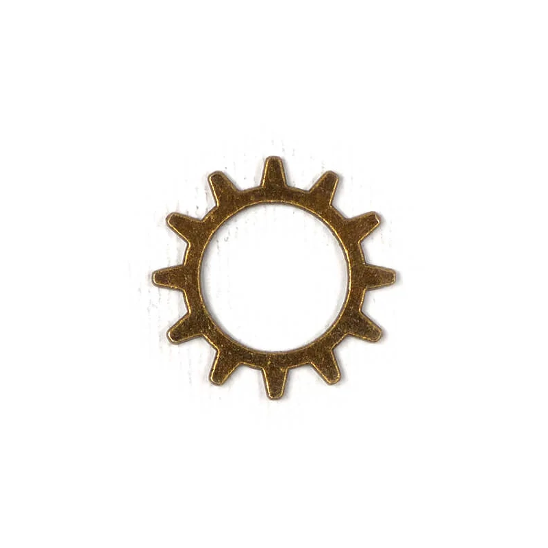 Charm fémdísz, 3 db - fogaskerék, 12 ágú, nagytengelyű, 3D, antik
