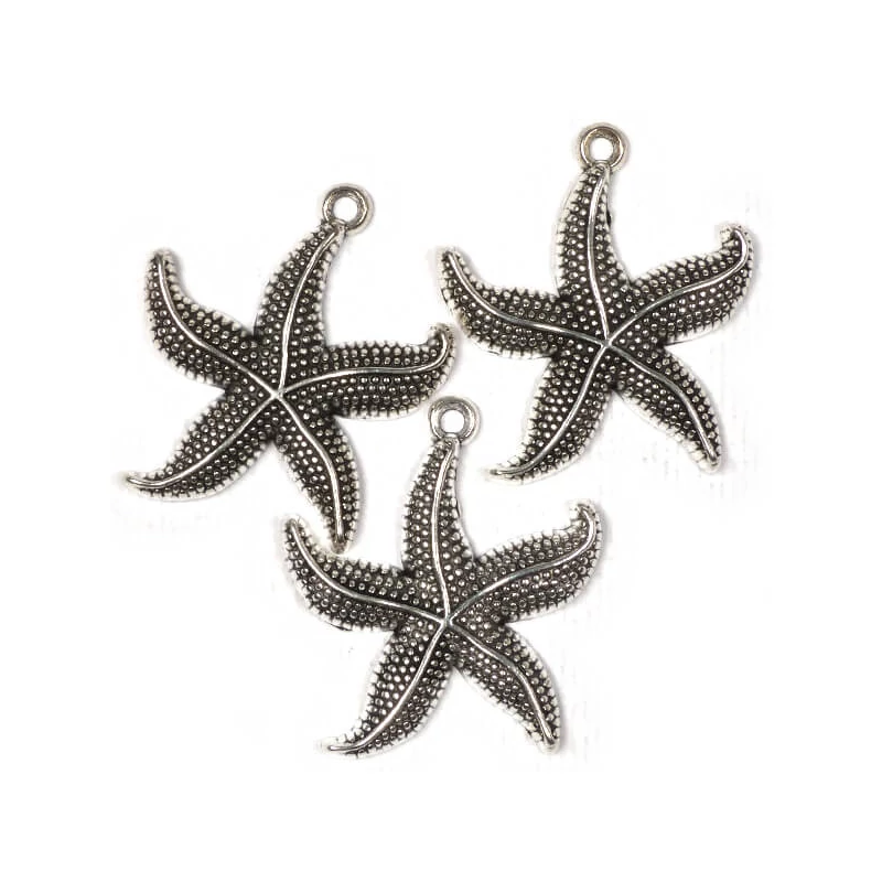 Charm fémdísz, 3 db - tengeri csillag