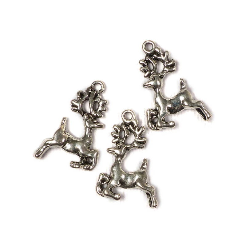 Charm fémdísz, 3 db - szökellő szarvas, 3D