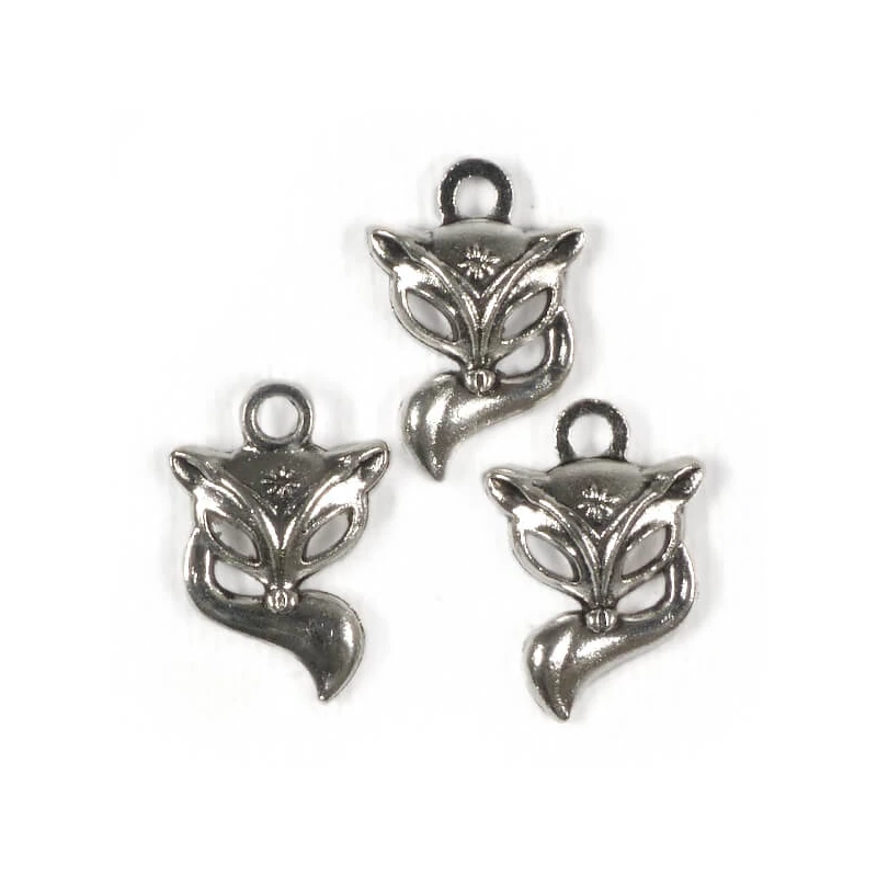Charm fémdísz, 3 db - róka, 3D