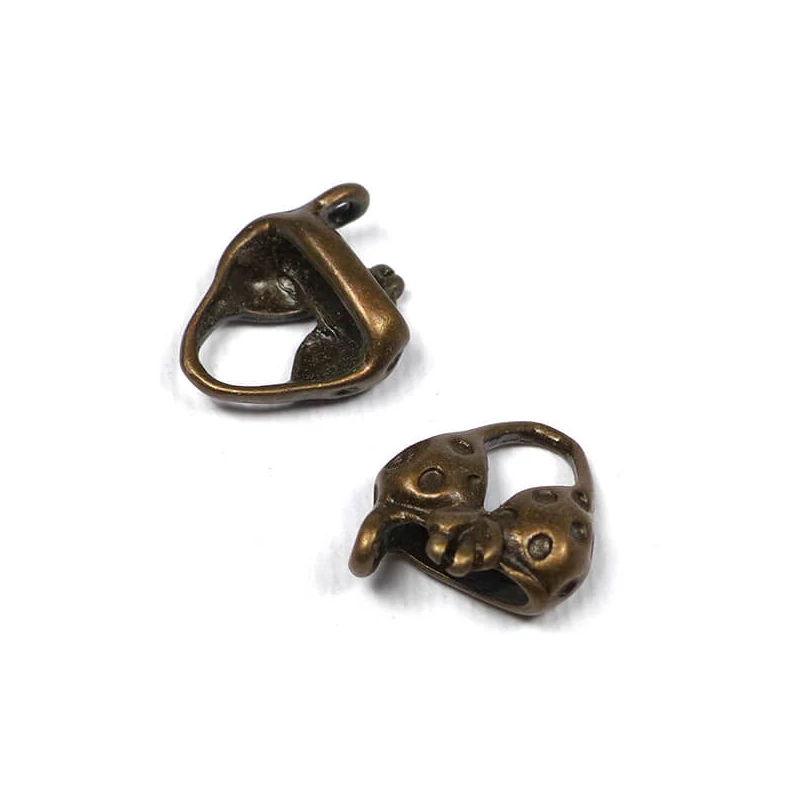 Charm fémdísz, 2 db - bikini felső, 3D, antik