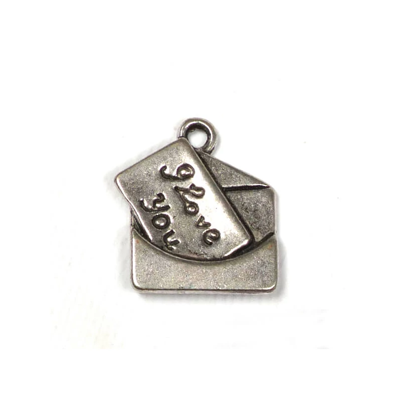 Charm fémdísz, 2 db - szerelmeslevél