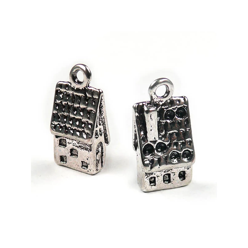 Charm fémdísz, 2 db - mézeskalács ház, 3D
