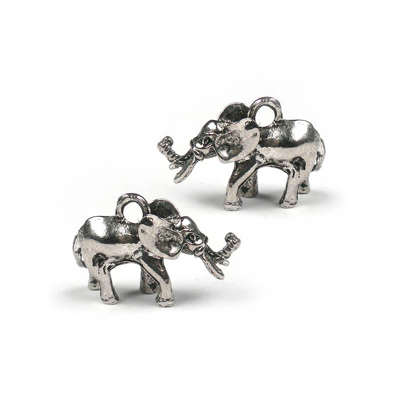 Charm, fémdísz, 2 db - elefánt, 3D