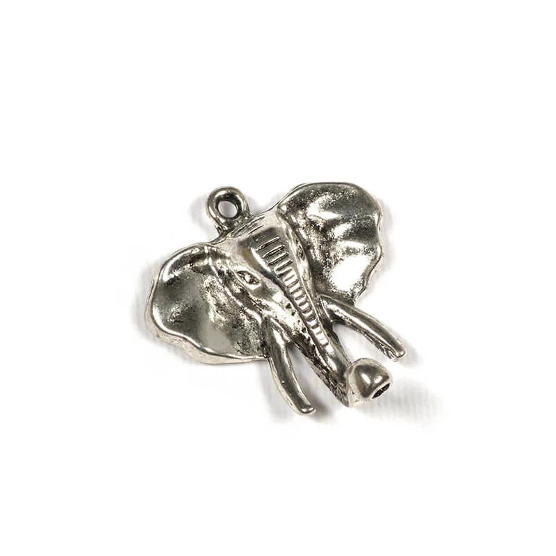 Charm fémdísz, 1 db - elefánt, 3D, 35x35x10mm