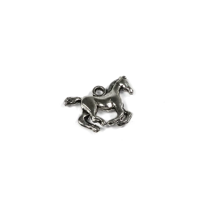 Charm fémdísz, 1 db - ló, vágtázó, 3D, kicsi