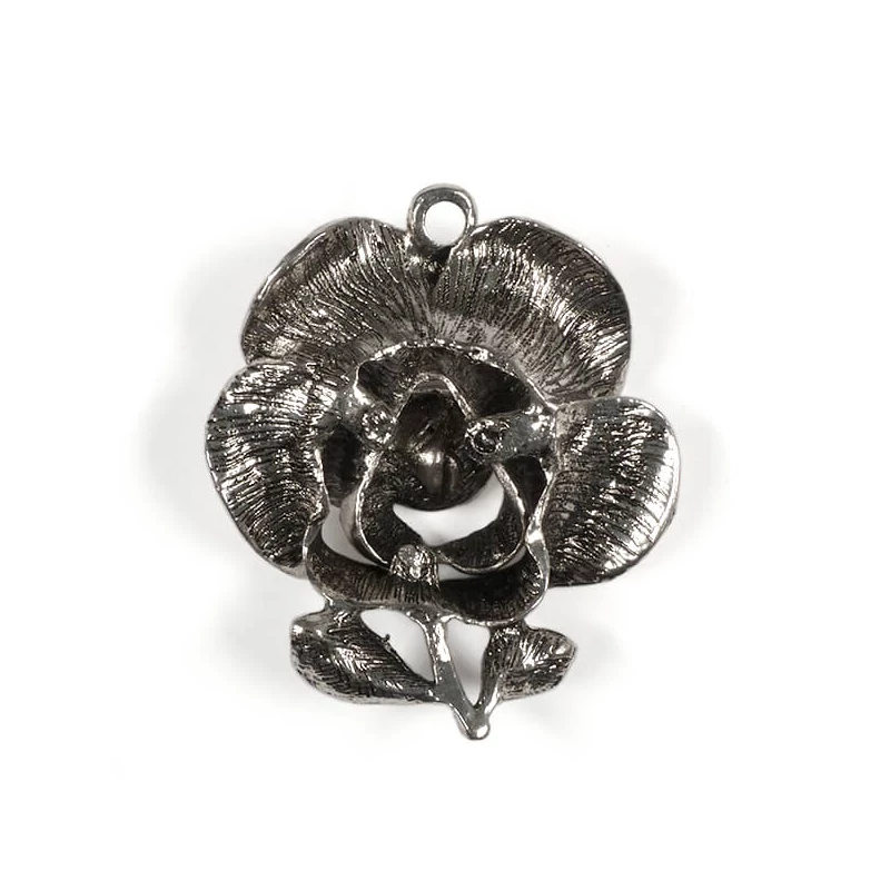 Charm fémdísz, 1 db - virág, köves