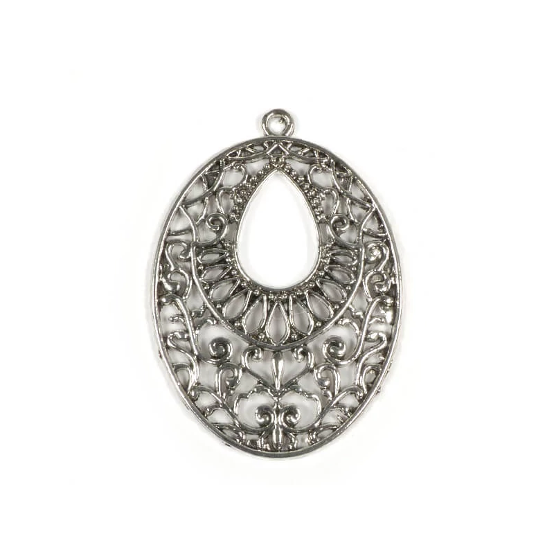 Charm fémdísz, 1 db - ovális