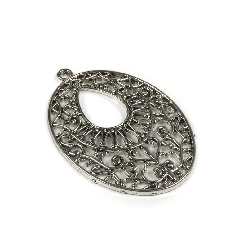 Charm fémdísz, 1 db - ovális
