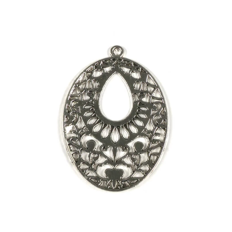 Charm fémdísz, 1 db - ovális