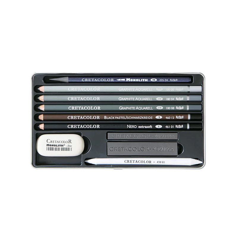 Cretacolor Artino Graphite grafit rajzkészlet, 10 db-os, fémdobozos
