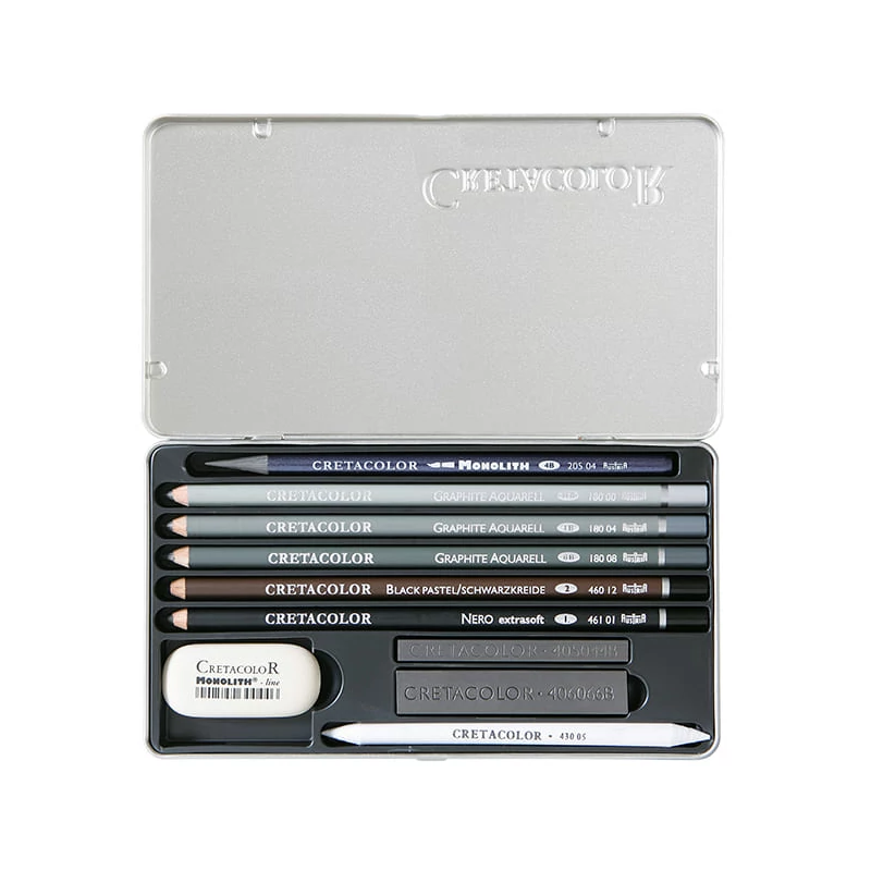 Cretacolor Artino Graphite grafit rajzkészlet, 10 db-os, fémdobozos