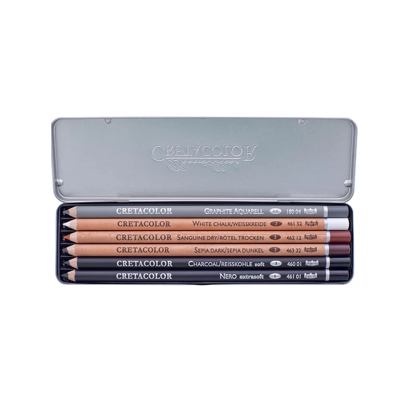 Cretacolor Basic Pencil Pocket Set vázlatceruza készlet, 6 db-os, fémdobozos