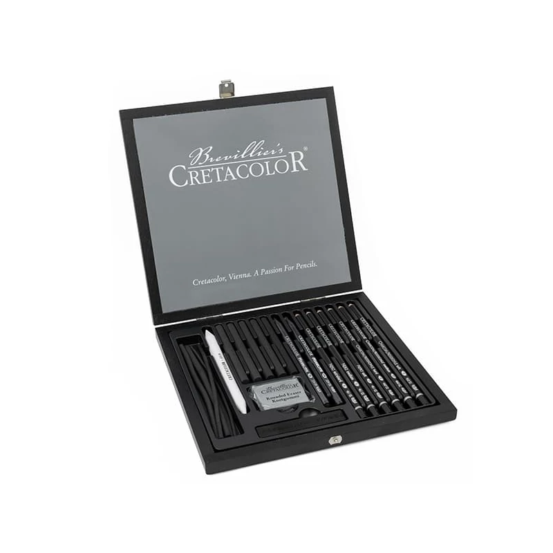 Cretacolor Black Box szén rajzkészlet - 20 db, fadobozos