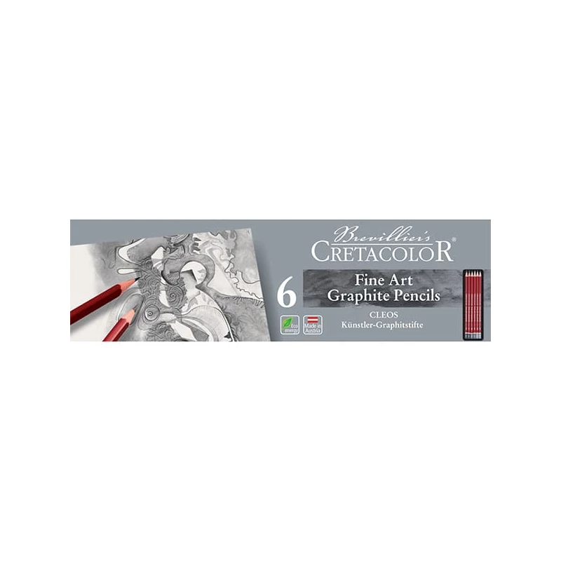 Cretacolor Fine Art Graphite grafitceruza készlet - 6 db, fémdobozos