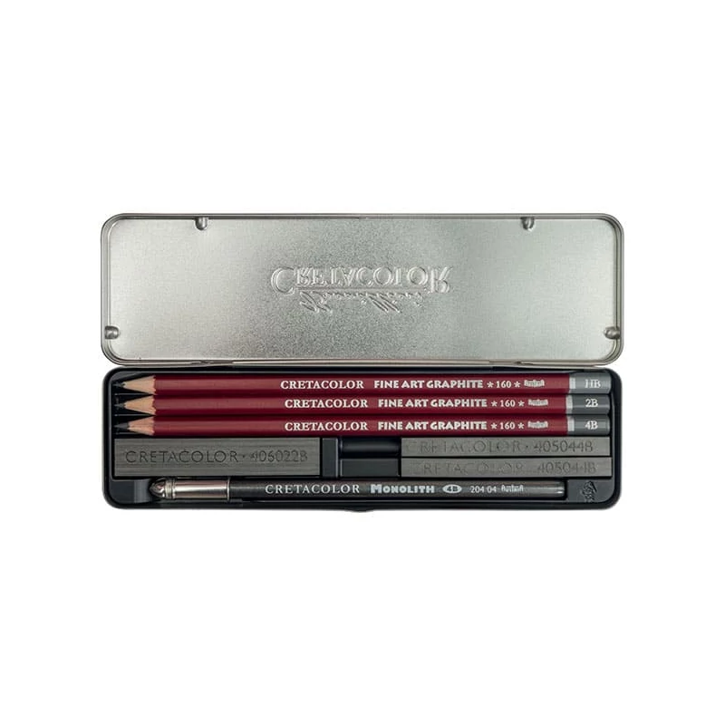 Cretacolor Graphite Pocket Set grafit rajzkészlet, 9 db-os, fémdobozos