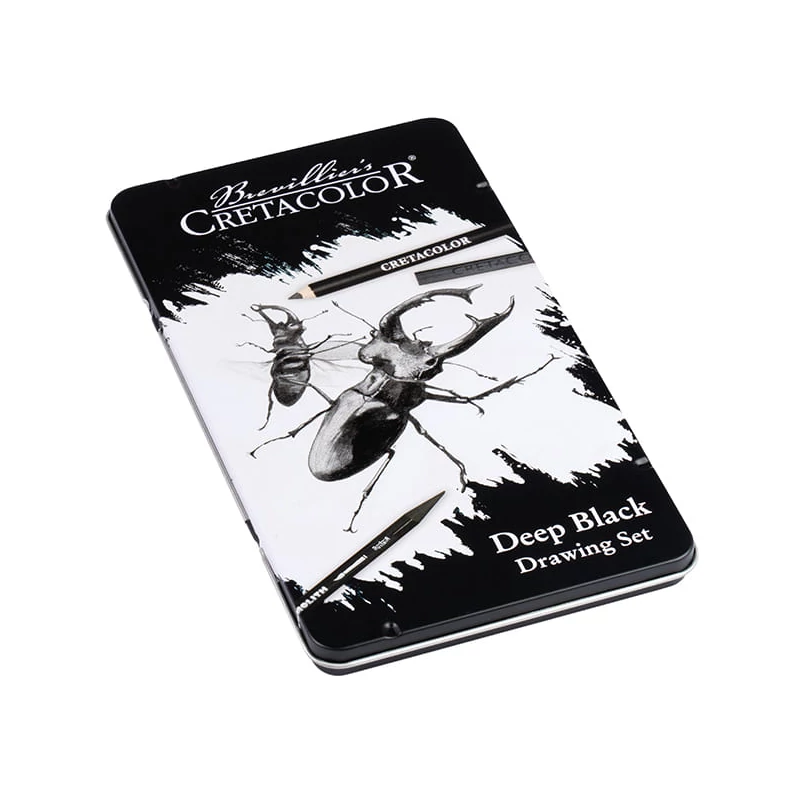 Cretacolor Nero Deep Black Drawing Set rajzkészlet, 10 db-os, fémdobozos