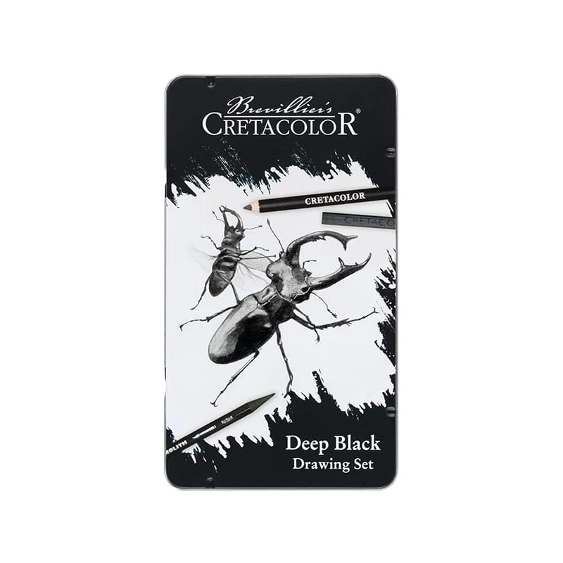 Cretacolor Nero Deep Black Drawing Set rajzkészlet, 10 db-os, fémdobozos