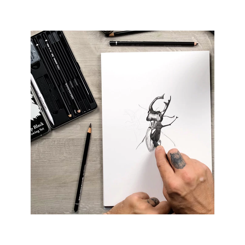 Cretacolor Nero Deep Black Drawing Set rajzkészlet, 10 db-os, fémdobozos