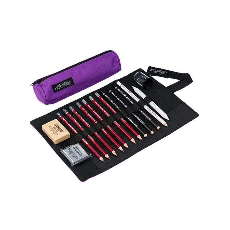 Cretacolor Pencil Wrap Set rajzkészlet feltekerhető vászon tartóban - Beginner, 16 db-os