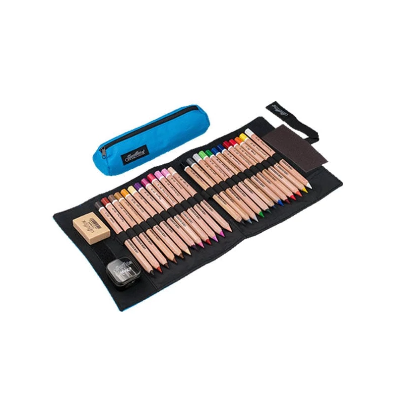 Cretacolor Pencil Wrap Set rajzkészlet feltekerhető vászon tartóban - MegaColor, 28 db-os