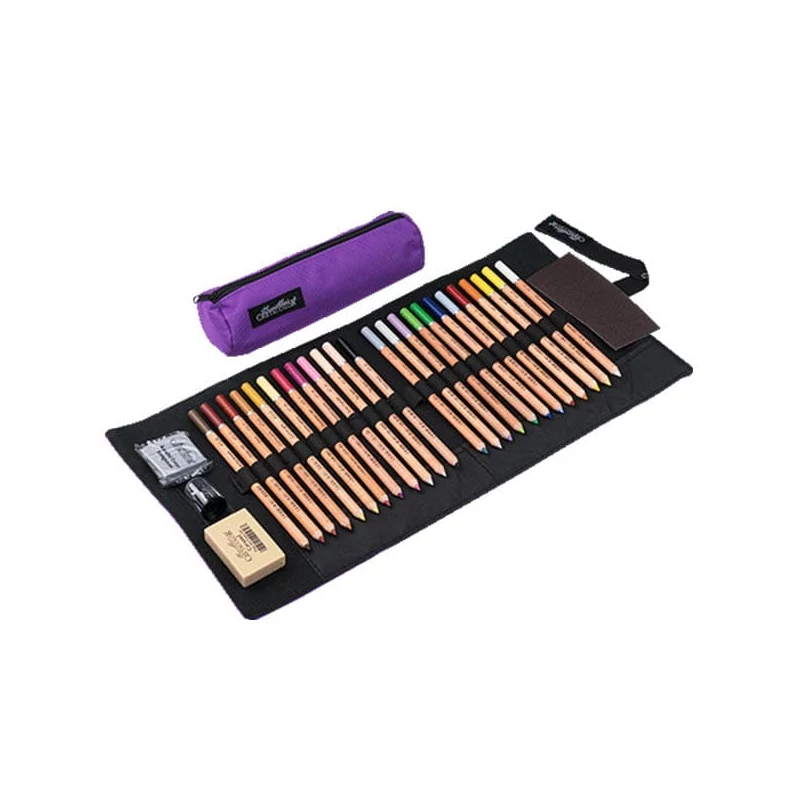 Cretacolor Pencil Wrap Set rajzkészlet feltekerhető vászon tartóban - Pastel Pencils, 29 db-os