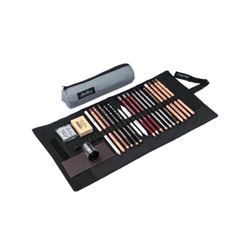 Cretacolor Pencil Wrap Set rajzkészlet feltekerhető vászon tartóban - Professional, 24 db-os
