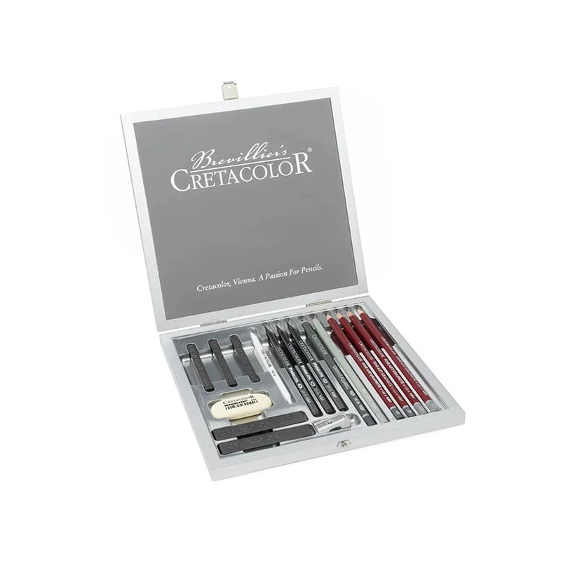 Cretacolor Silver Box grafit rajzkészlet, 17 db-os, fadobozos	