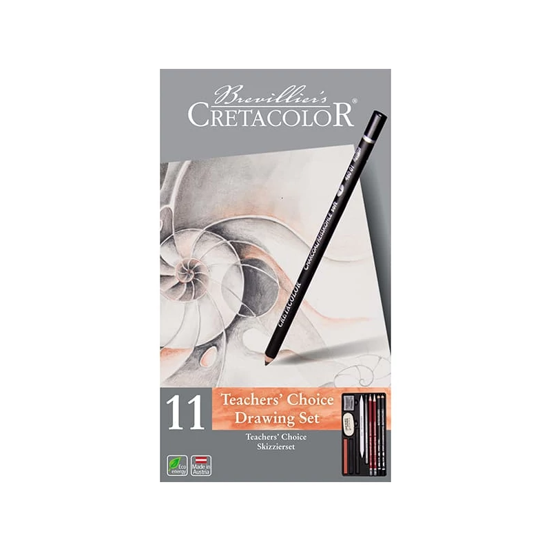 Cretacolor Teachers' Choice kezdő rajz- és vázlatkészlet, 11 db-os, fémdobozos