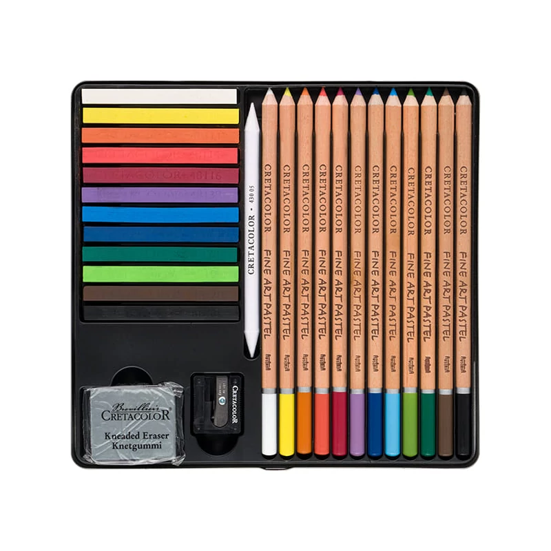 Cretacolor The Pastel Basic Box pasztell rajzkészlet, 27 db-os, fémdobozos