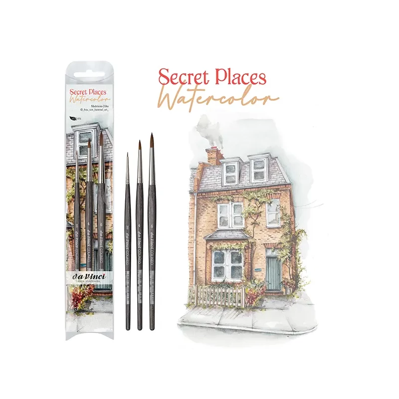Da Vinci Secret Places Watercolour ecsetkészlet, szintetikus, kerek, 3 db