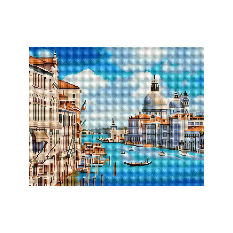 Gyémánt mozaik kirakó, feszített vásznon, 40x50 cm - Velence csatornái (Santa Maria della Salute)
