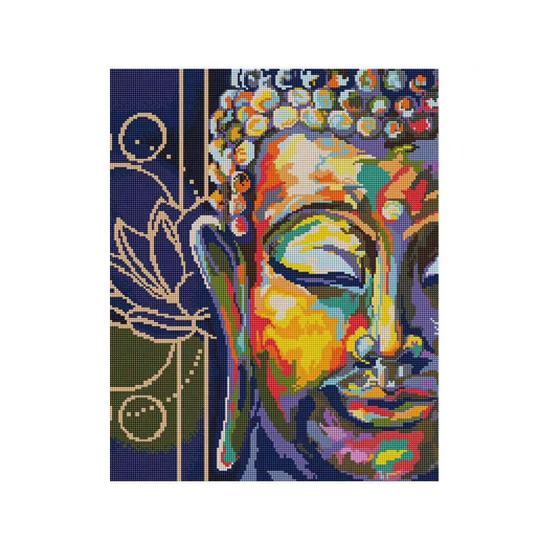 Gyémánt mozaik kirakó, feszített vásznon, 40x50 cm - Színes Buddha